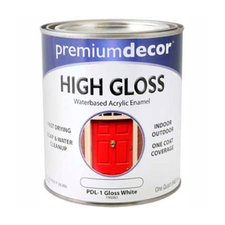 General Paint Premium Dcor Waterborne Acrylic Enamel, Gloss Finish, White, Quart - 796083 796083
